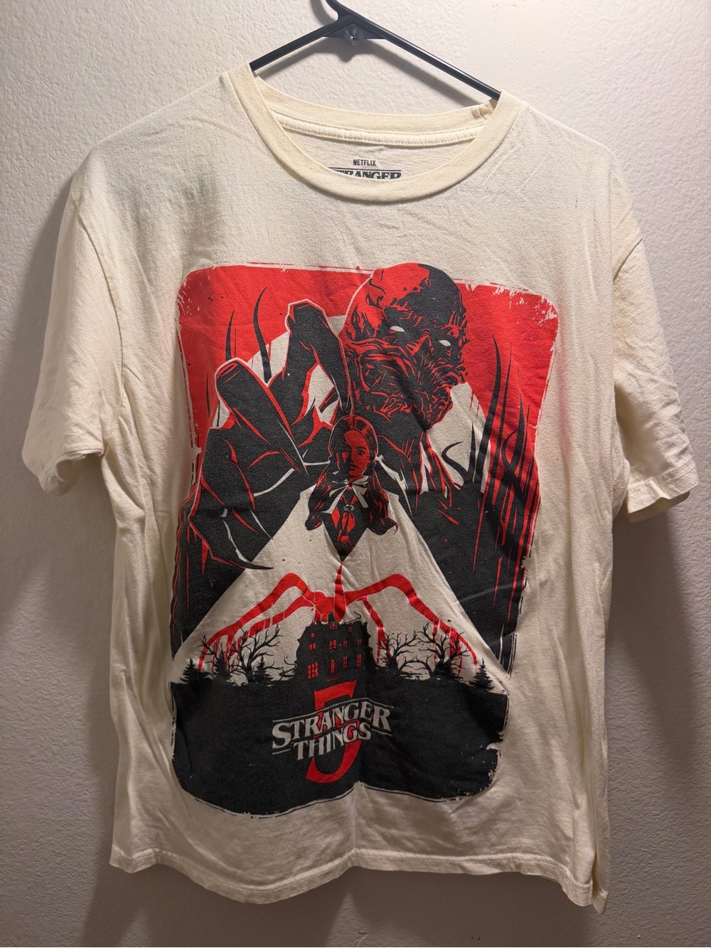 Netflix Stranger Things Graphic Tee - Cream with Red & Black Print